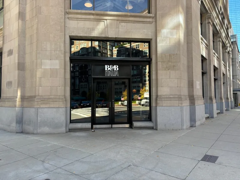 B&B Italia storefront on a Boston street corner